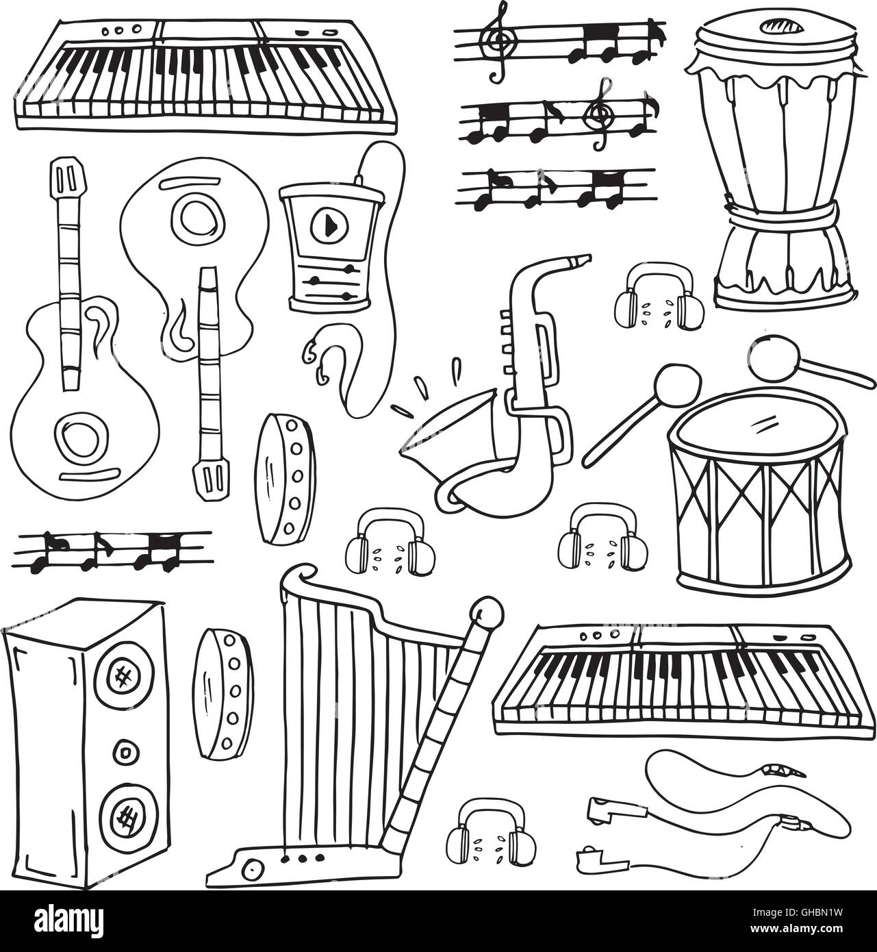 Doodle of hand draw music pack Stock Vector Image & Art - Alamy