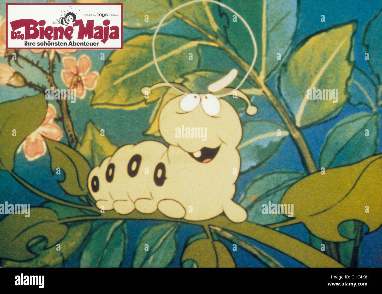 DIE BIENE MAJA Mitsubachi Maja no Booken / Maya the Bee Japan 1975 Folge 18: Flip sitzt in der Falle image: eine kleine Blattschneideraupe aka. Mitsubachi Maja no Booken / Maya the Bee Stock Photo