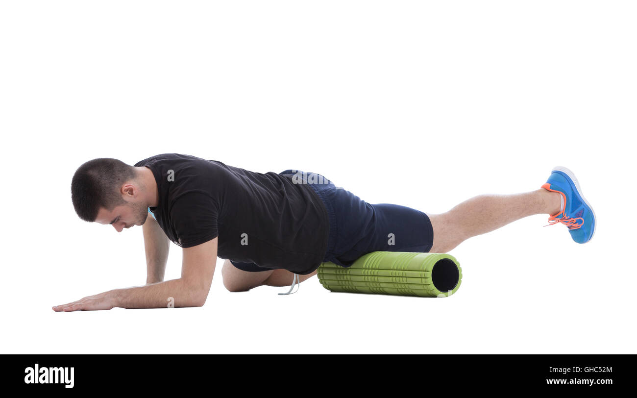 Foam rolling exercise Cut Out Stock Images & Pictures - Alamy