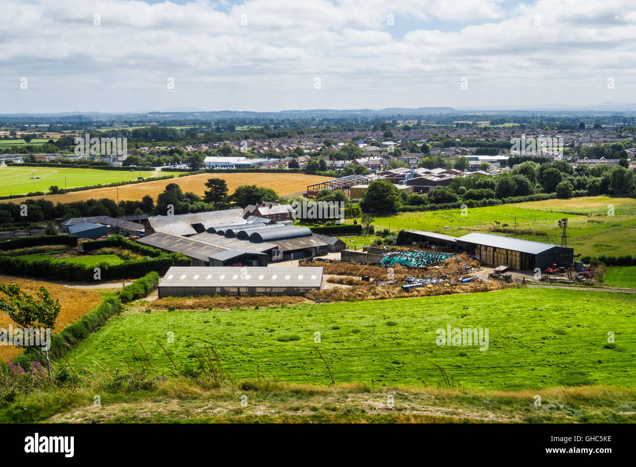 View of Oswestry (from the hill fort). Oldport farm in the foreground