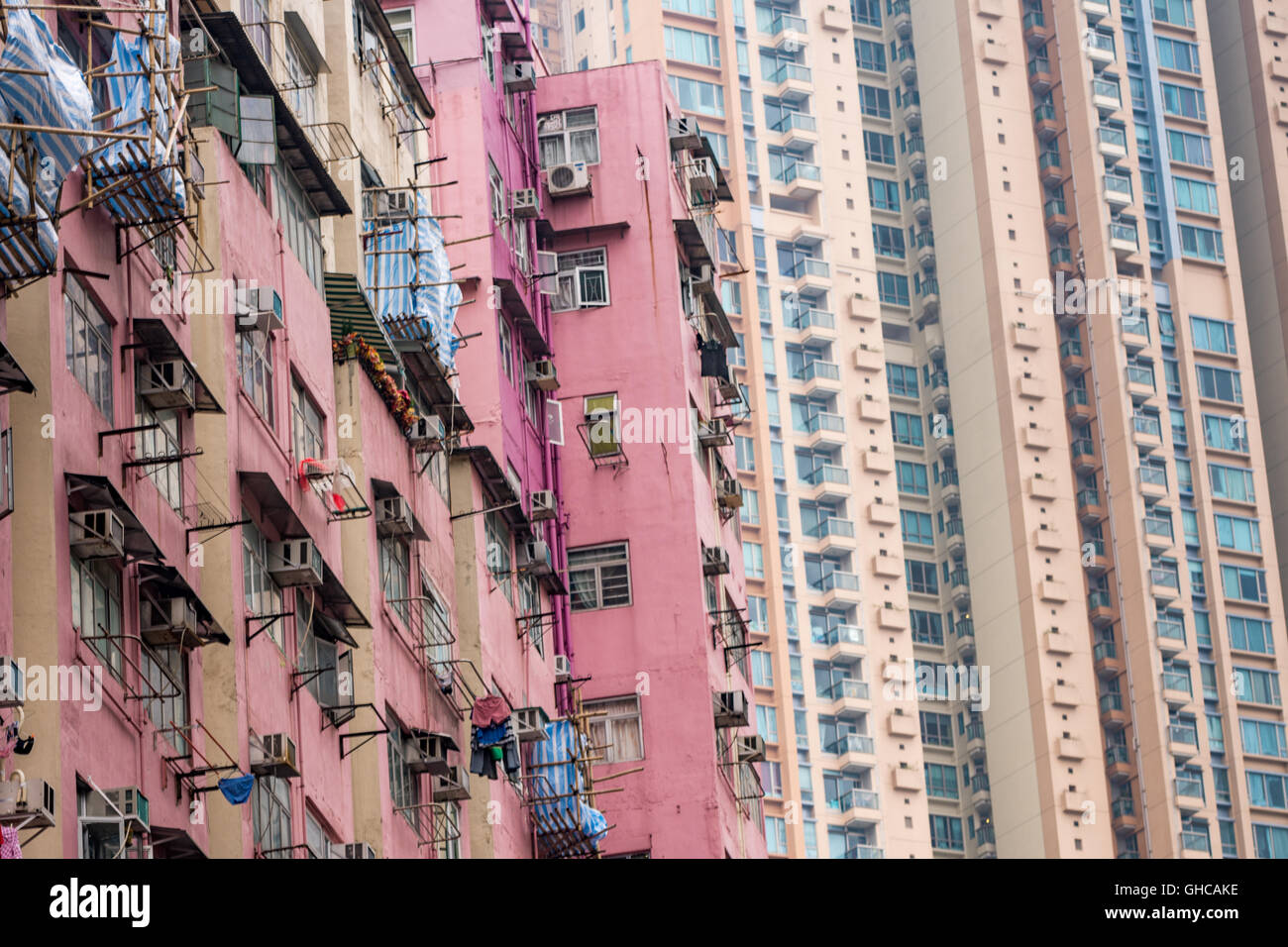 Hong kong apartment building clothes hires stock photography and