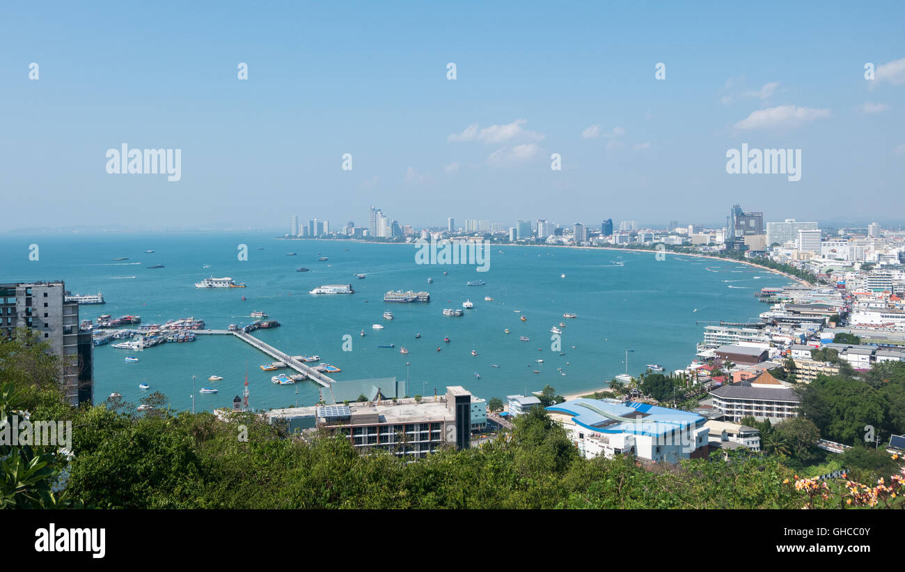 Pattaya, Thailand. View from top of The building cityscape, seascape and skyscraper in daytime Stock Photo