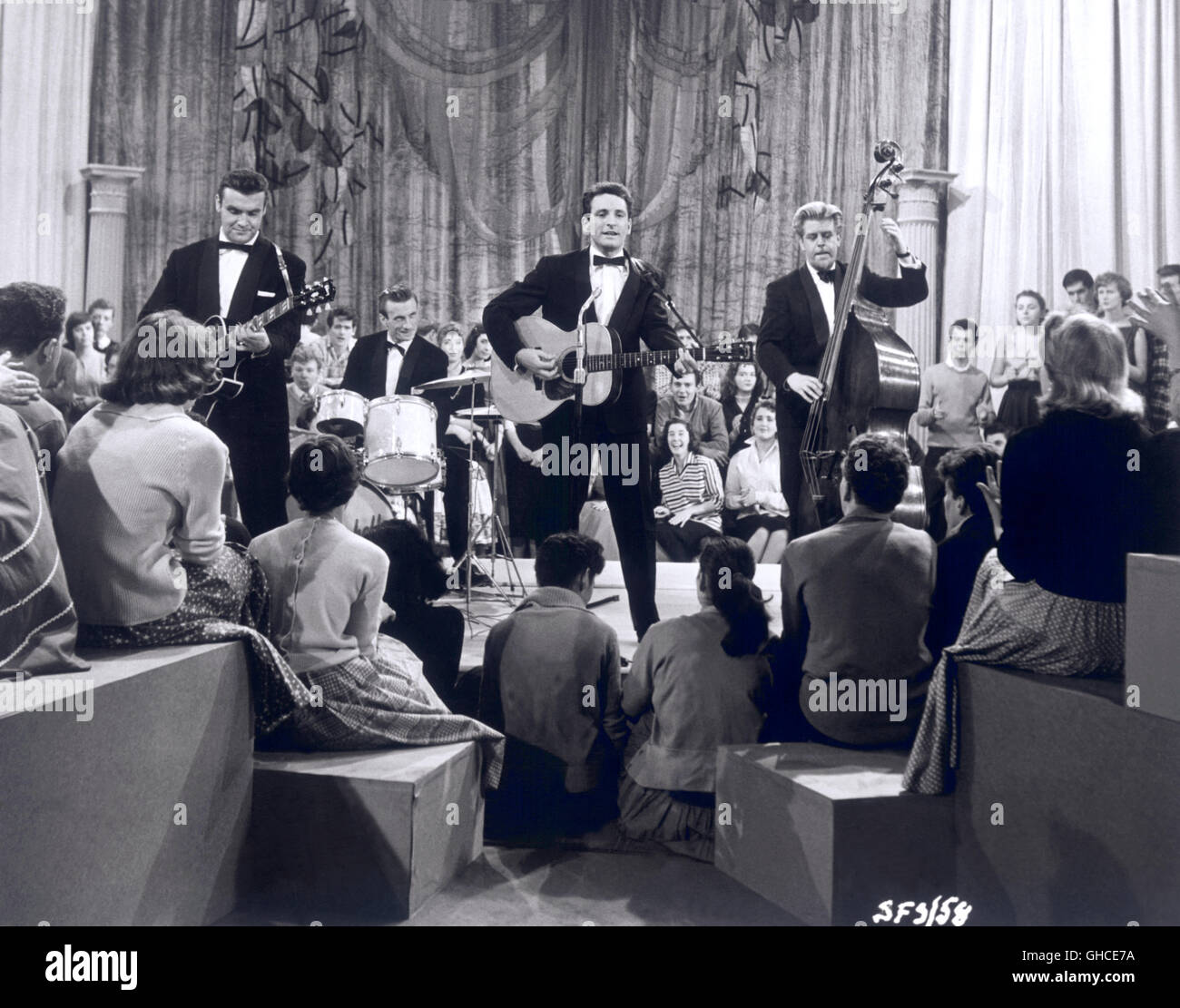SIX-FIVE SPECIAL UK 1957-1958 LONNIE DONEGAN, the King of Skiffle and his Band in the Music Show Special (1957). Stock Photo