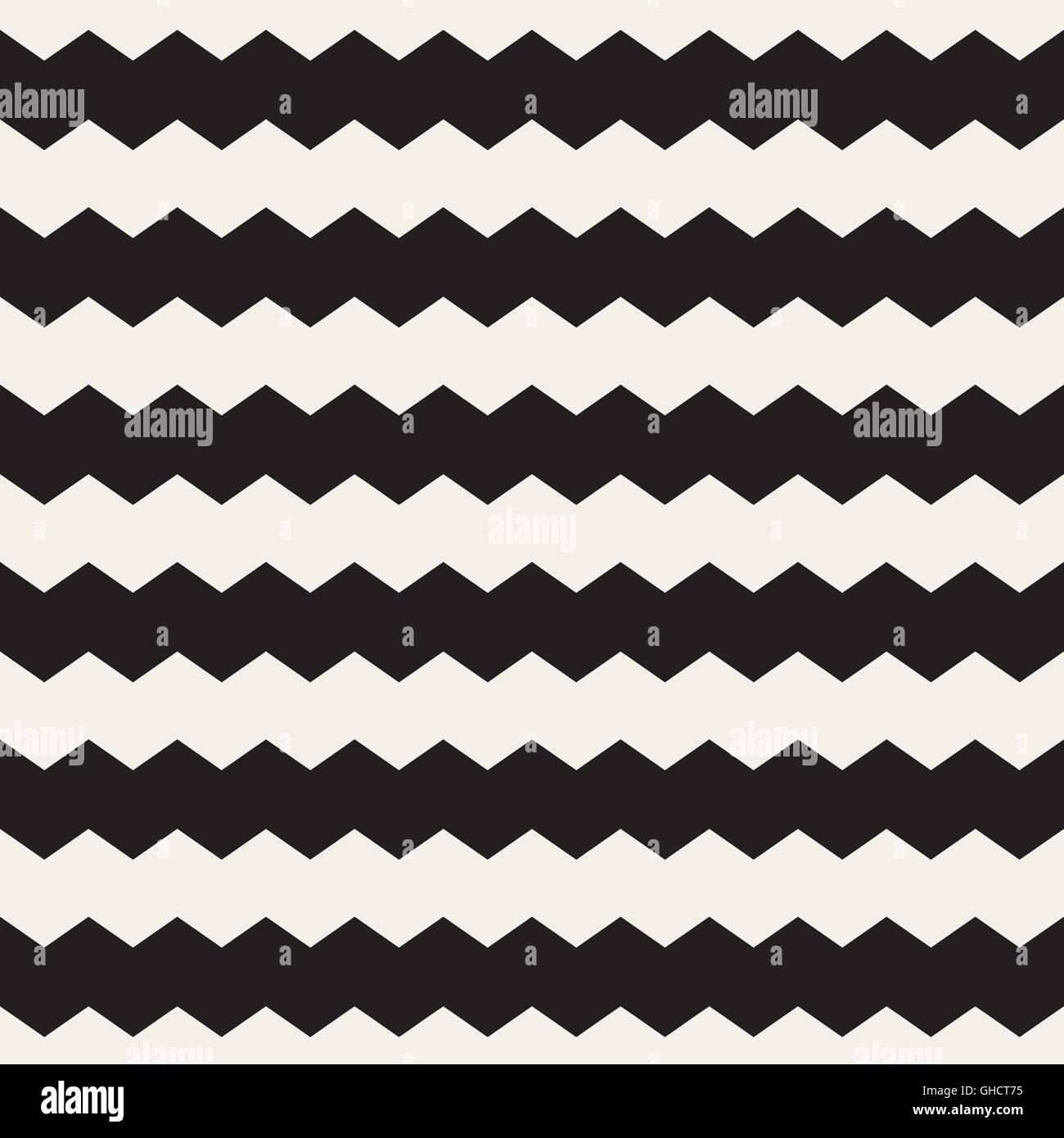 Vector Seamless Black and White ZigZag Horizontal Lines Geometric