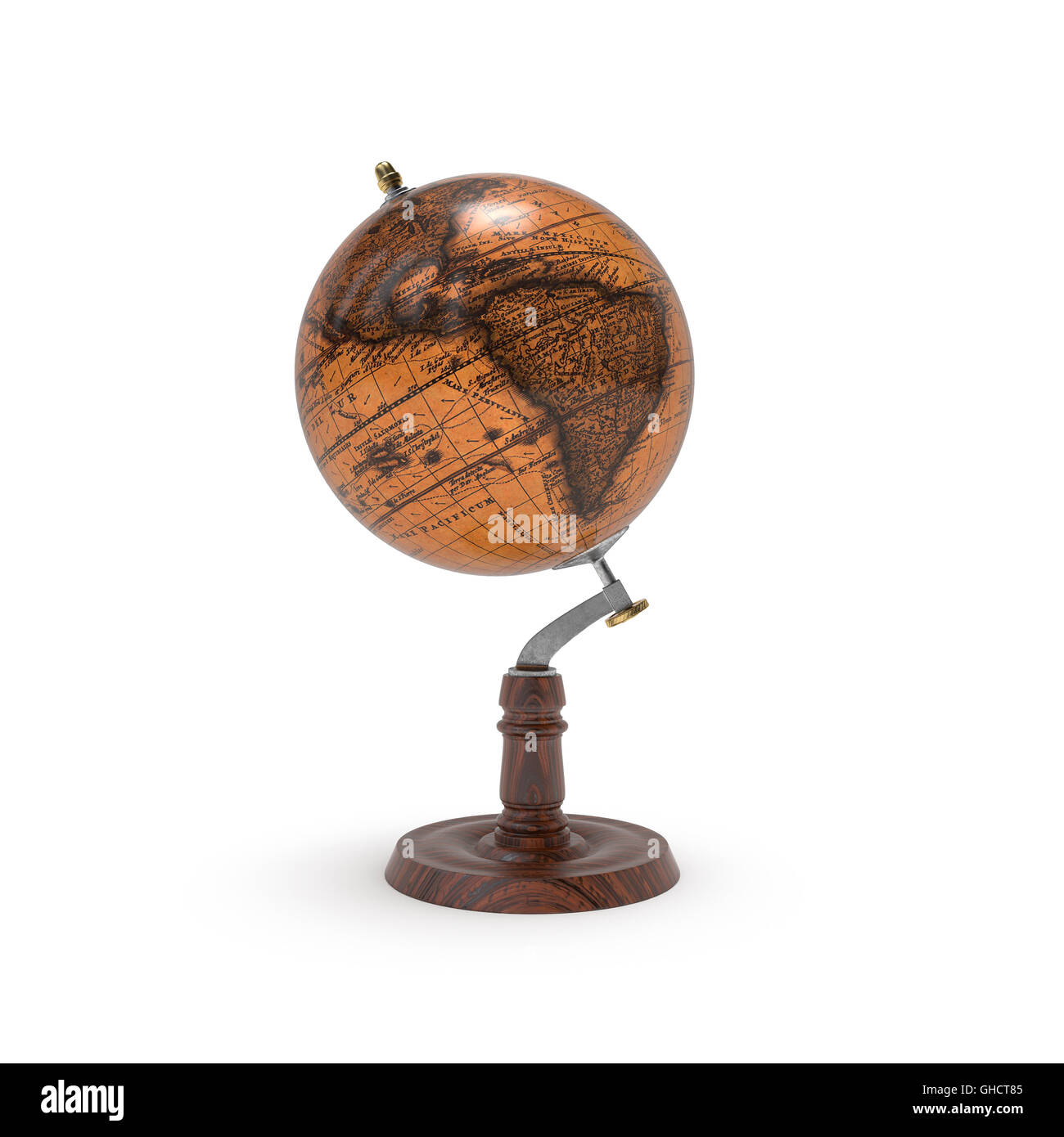 Globe old map of earth 3d rendering Stock Photo
