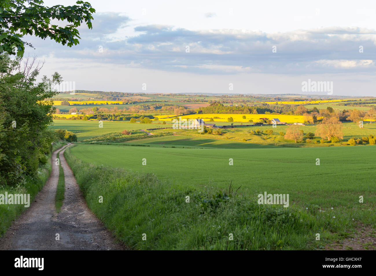 A Cotswold landscape in springtime, Gloucestershire, England, UK Stock Photo