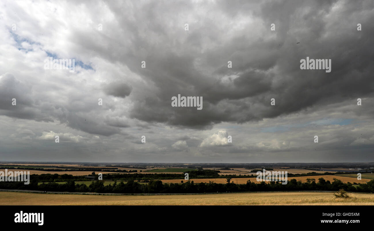 Storm clouds gather over Royston Heath in Hertfordshire. Stock Photo