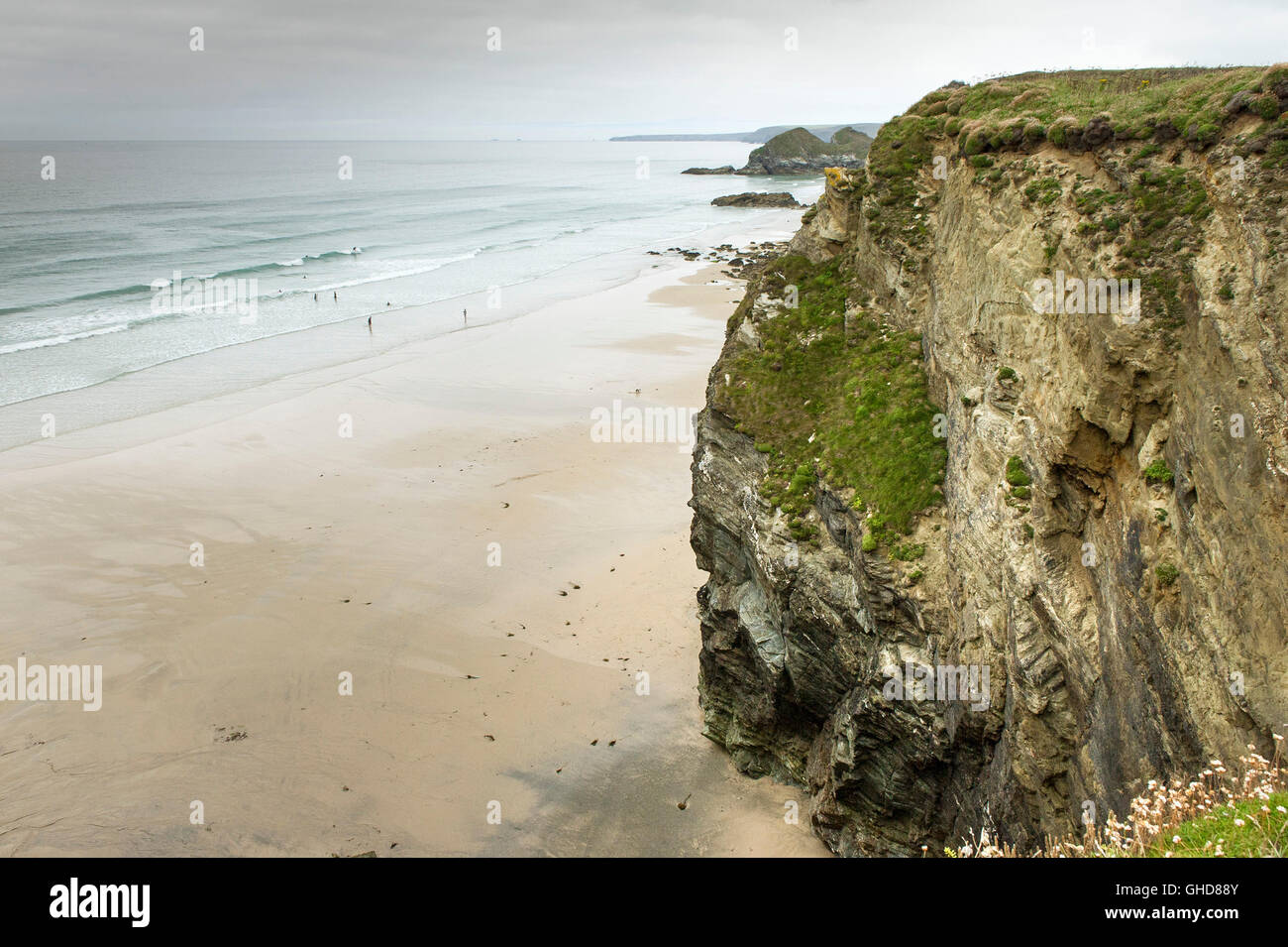 Whipsiderry Beach in Newquay, Cornwall.  Voted in the top 20 best European Beaches. Stock Photo