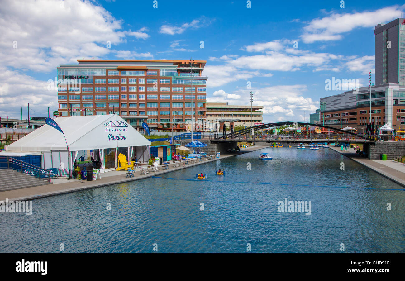 Canalside historic area on the Buffalo River waterfront in Buffalo New York Stock Photo