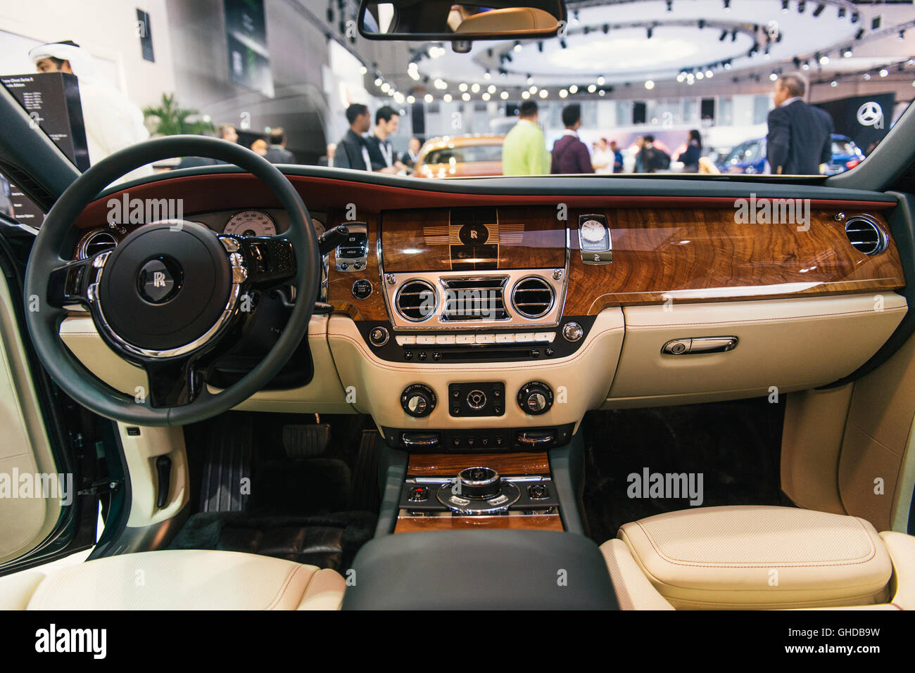 Dubai Uae The Interior Of A Rolls Royce Ghost On The Opening