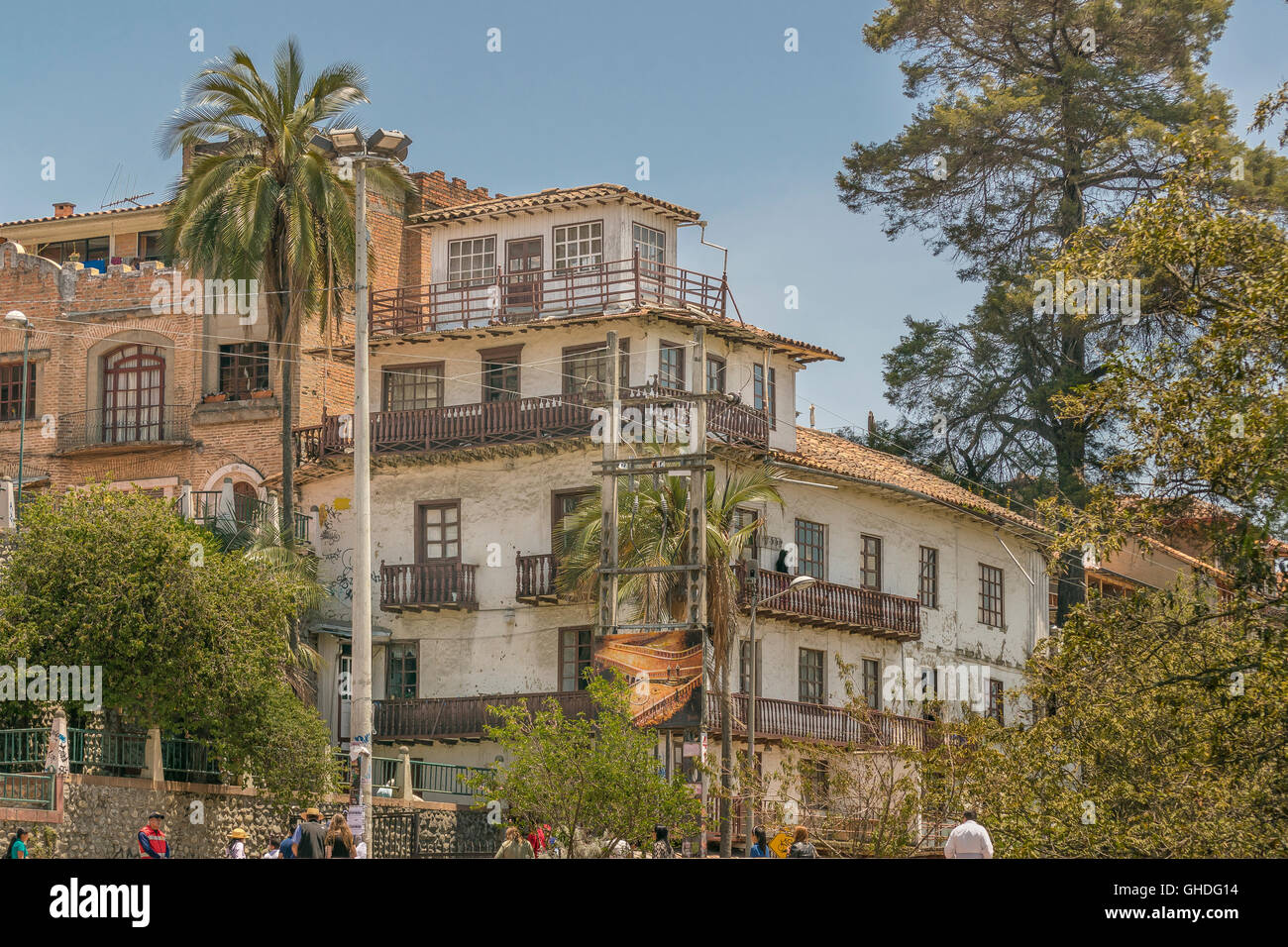 Low angle view of elegant old style eclectic buildings at