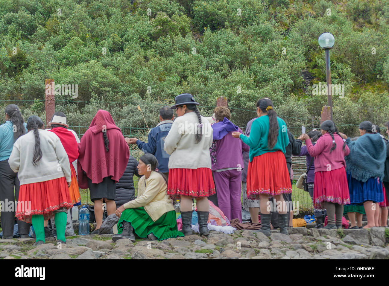 CUENCA, ECUADOR, OCTOBER - 2015 - Group of native ecuadorian catholic