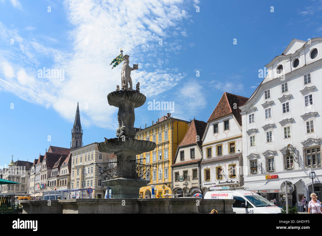 Steyr: Stadtplatz (town square), Austria, Oberösterreich, Upper Austria, Stock Photo