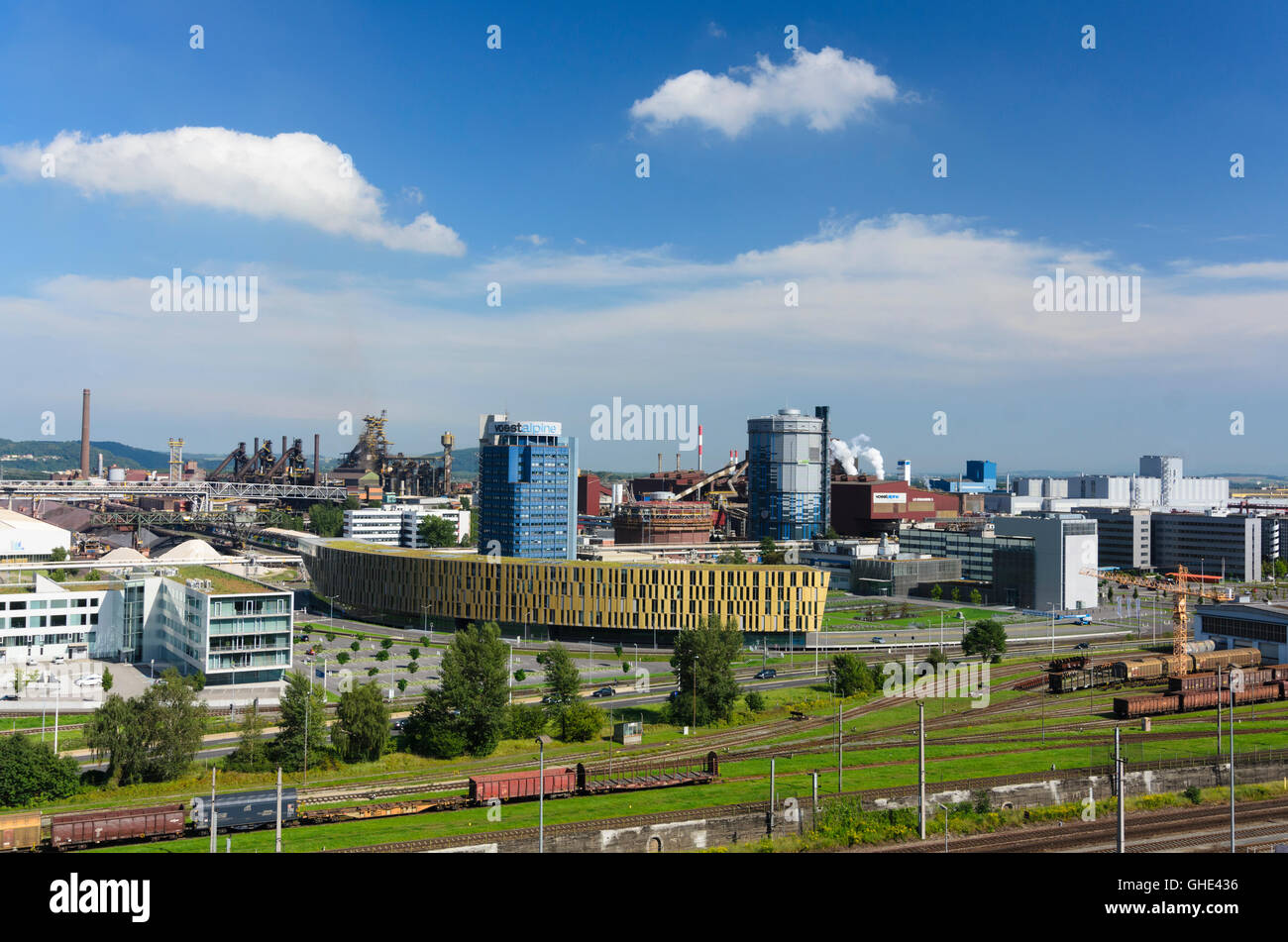 Linz: Premises of Voestalpine AG steelworks, Austria, Oberösterreich, Upper Austria, Zentralraum Stock Photo