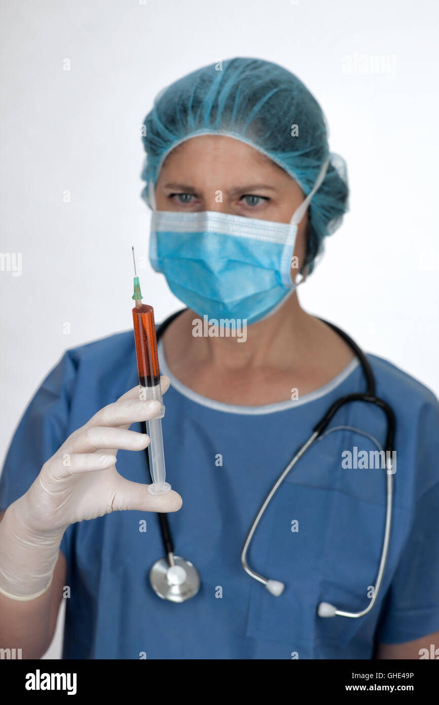 Hospital operating theatre nurse Stock Photo