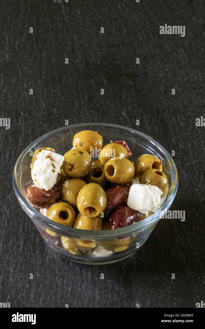Olives and Feta Cheese, antipasti, appetizer Stock Photo Alamy