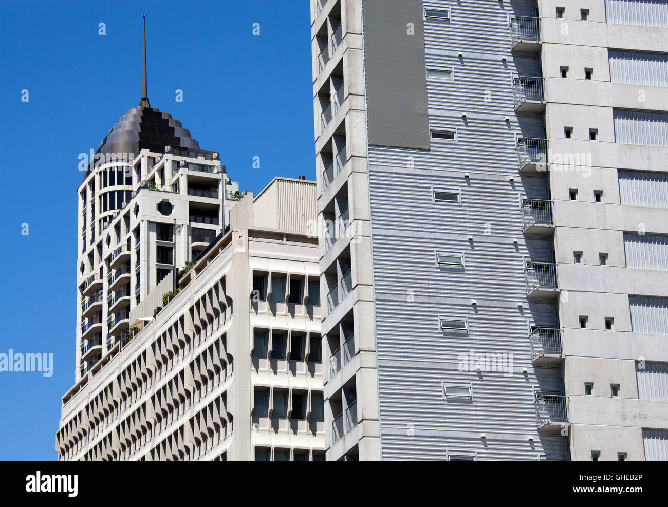The view of modern concrete buildings in Auckland downtown (New Zealand). Stock Photo