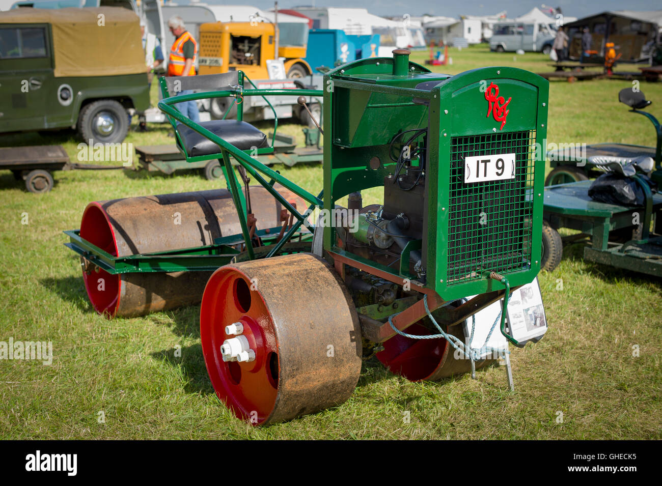 Restored Pattison cricket pitch roller RCT 3 at an English show Stock Photo