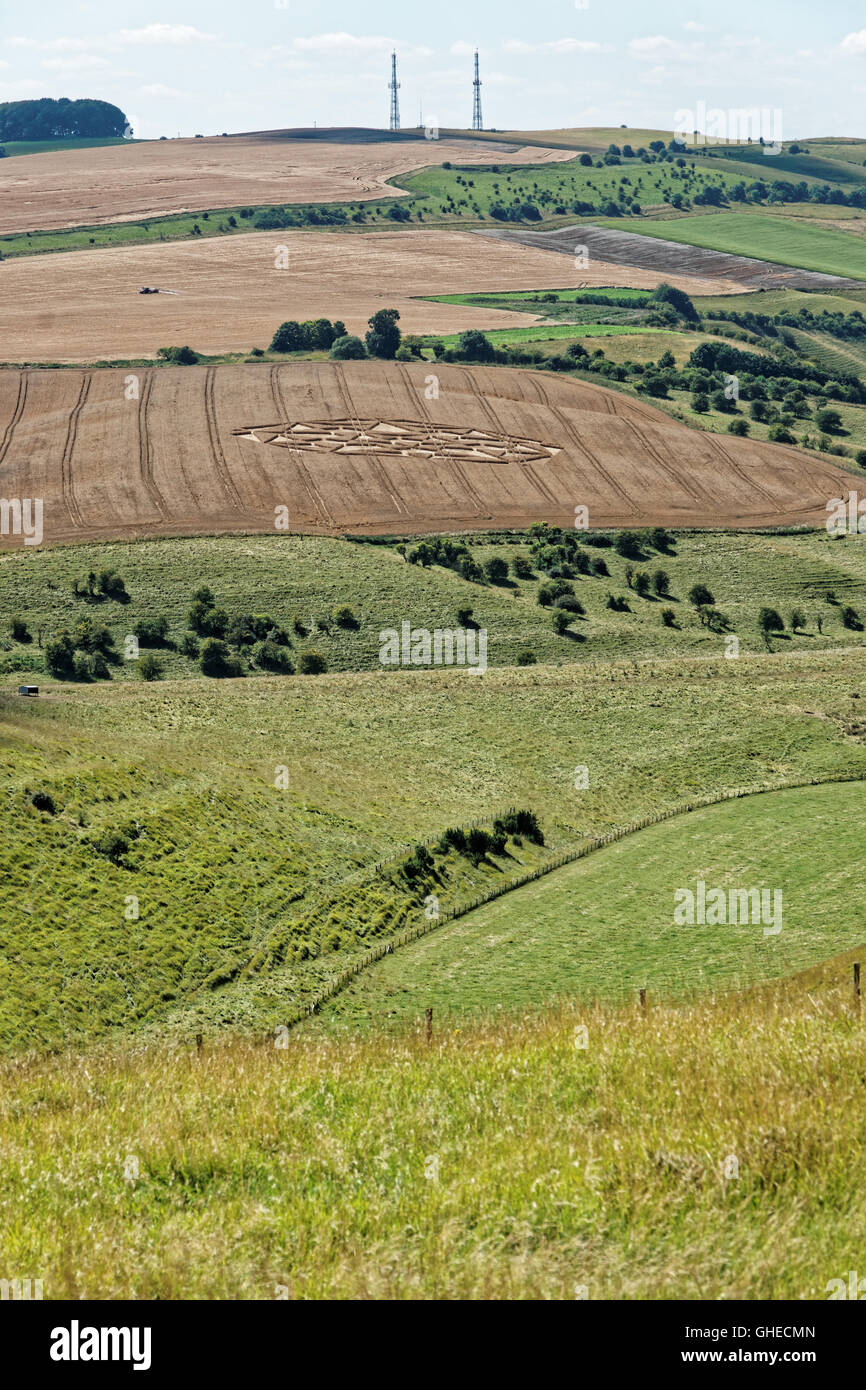 crop circle taken from Cherhill Wiltshire Stock Photo