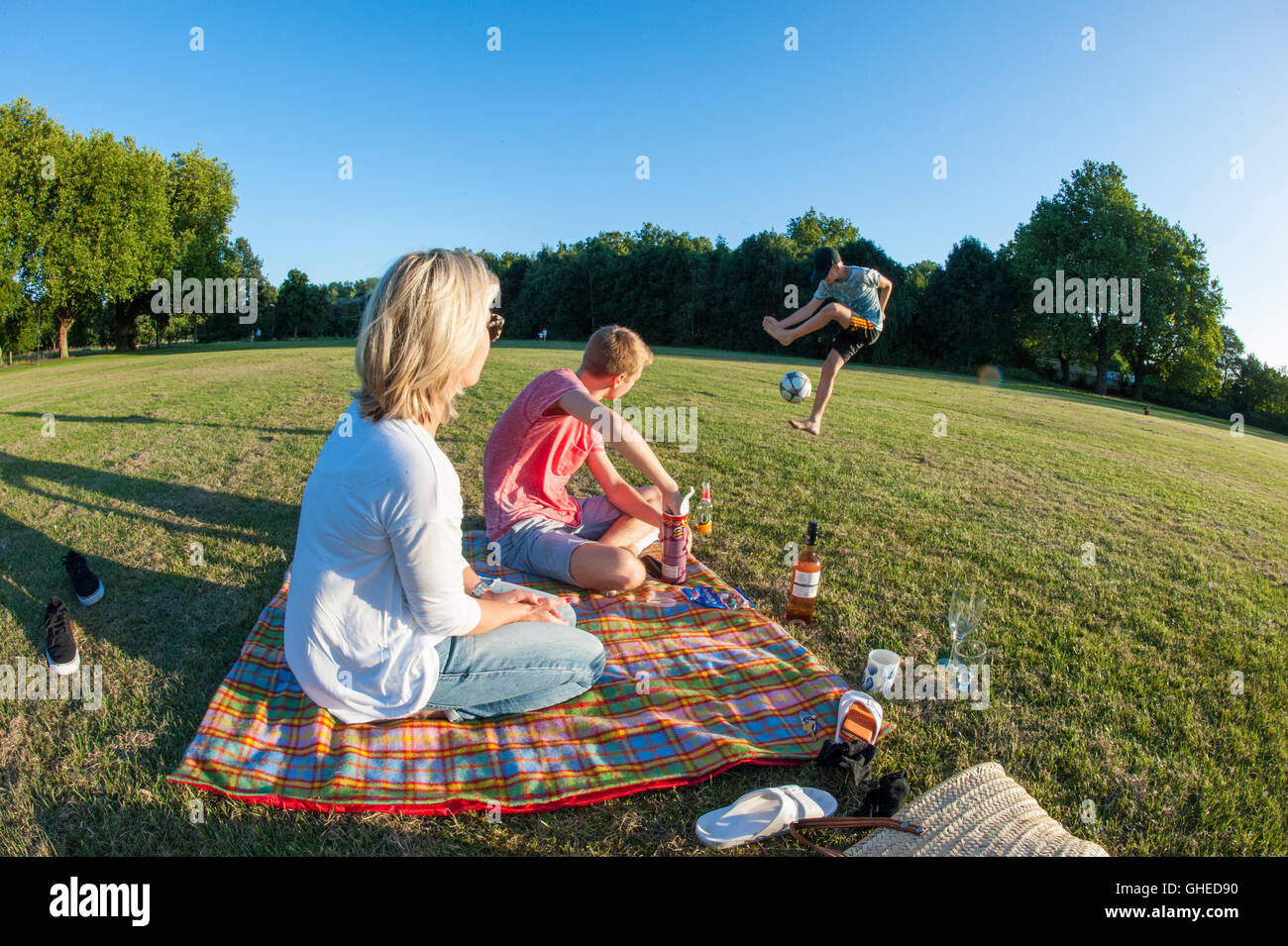 A family picnic in a London park Stock Photo