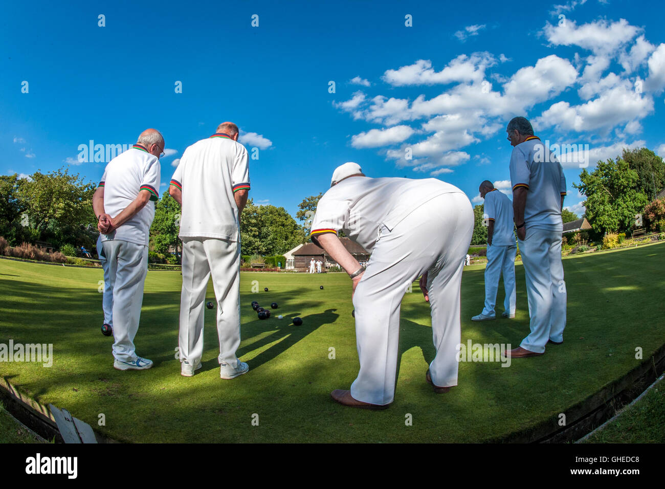 A game of bowls on an English summer's day Stock Photo