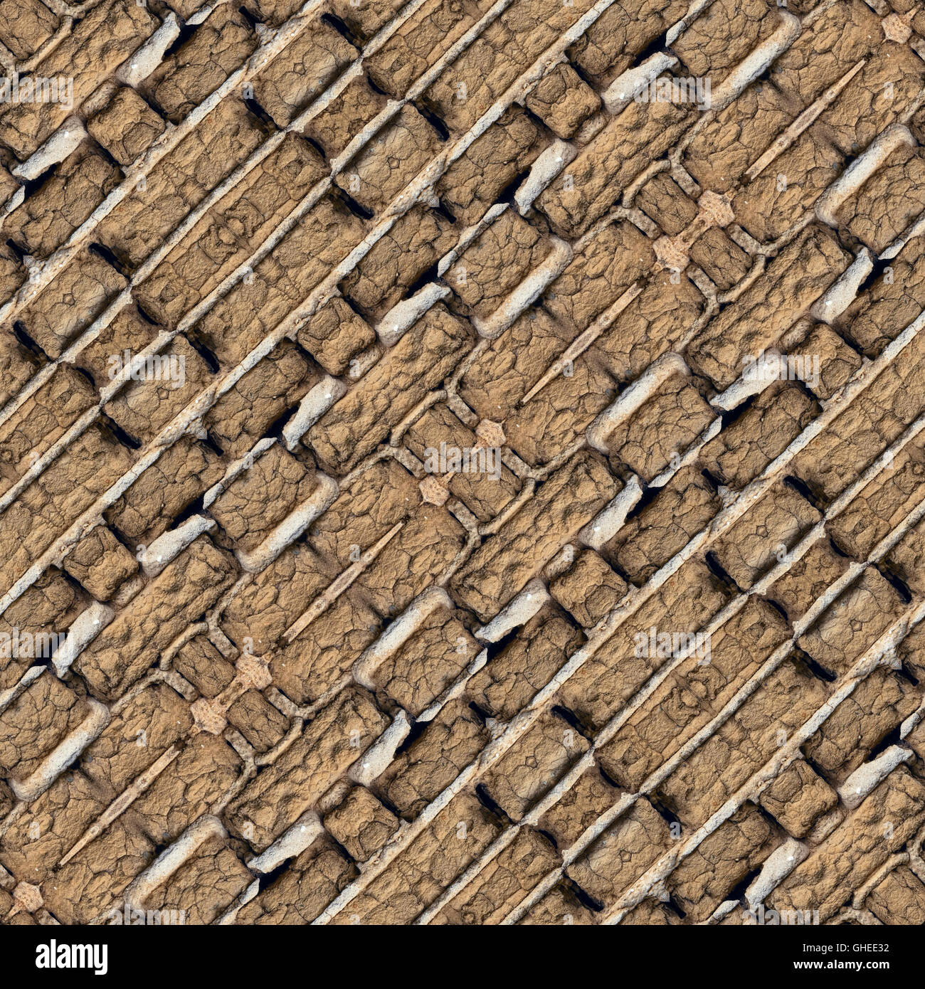 Seamless abstract architecture design for background, wallpaper, print or any use based on rustic wall of raw adobe bricks. Anti Stock Photo