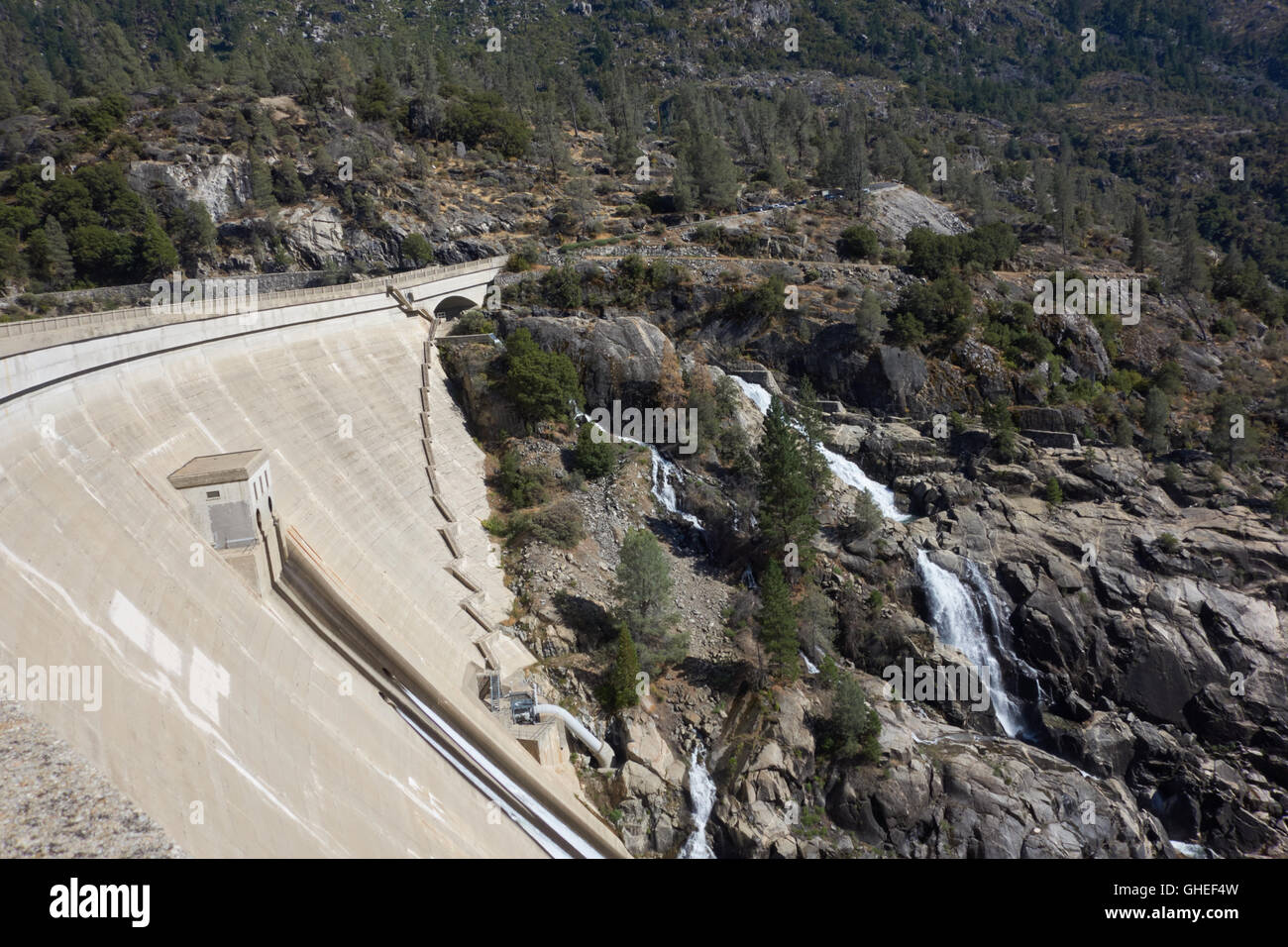 O'Shaughnessy Dam and Hetch Hetchy Reservoir. Yosemite National Park. California. USA Stock Photo