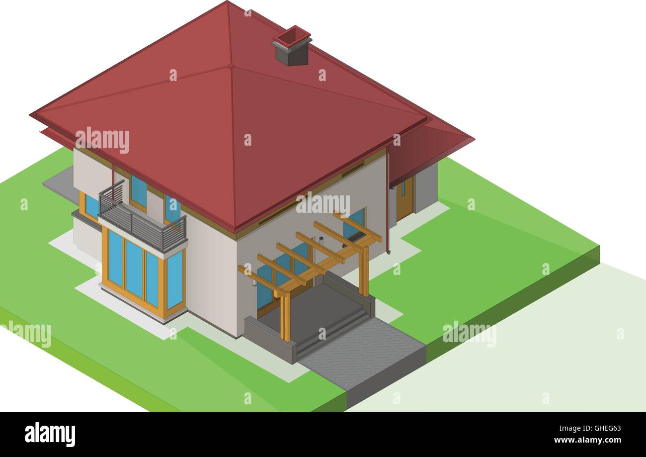 house suburban exterior vector isometric Stock Vector Image & Art - Alamy