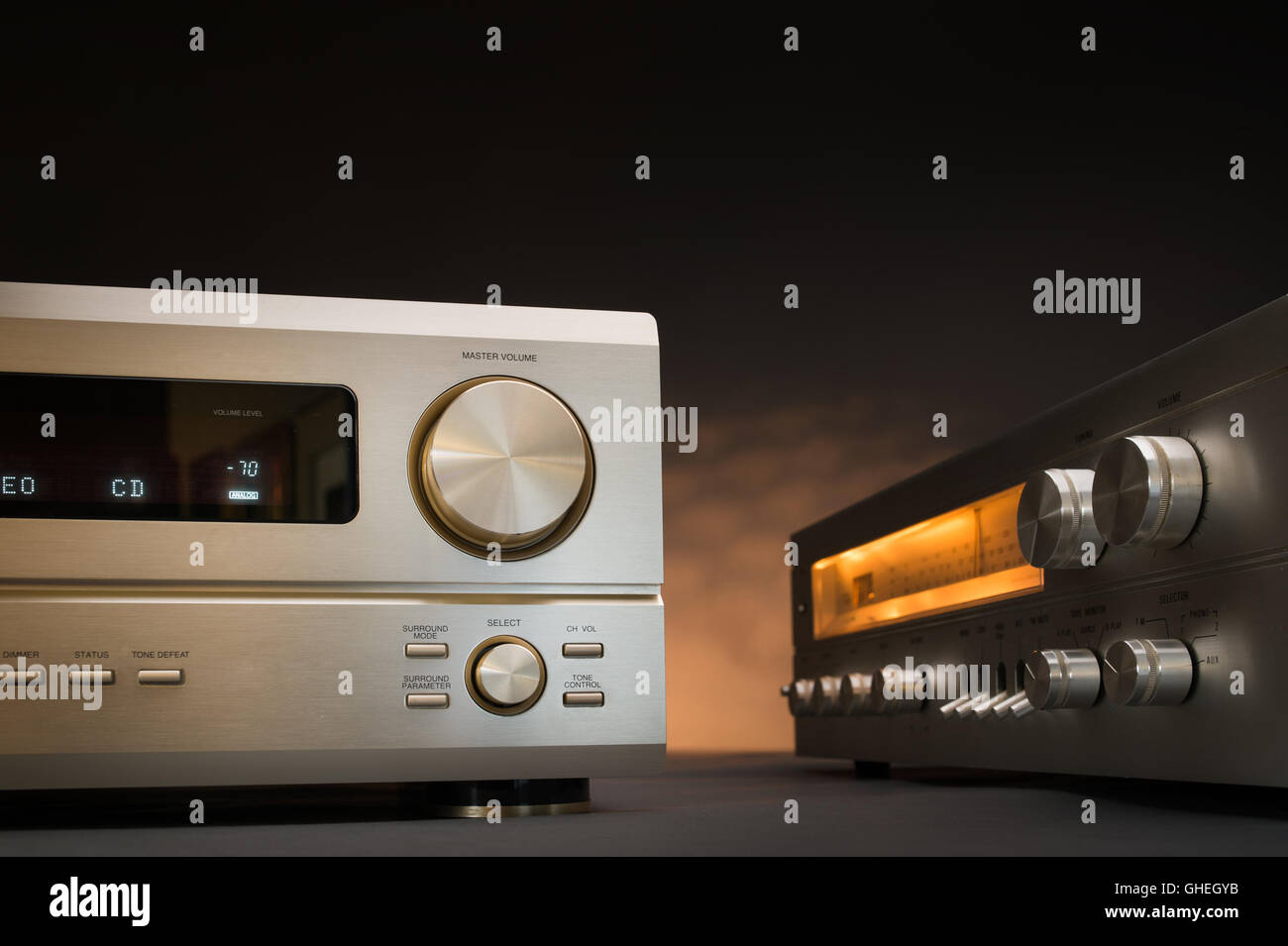 HiFi receivers in studio shot Stock Photo Alamy