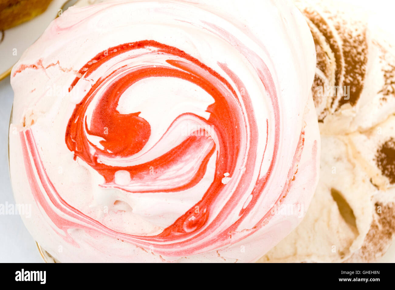Pink Swirl Dessert Stock Photo Alamy