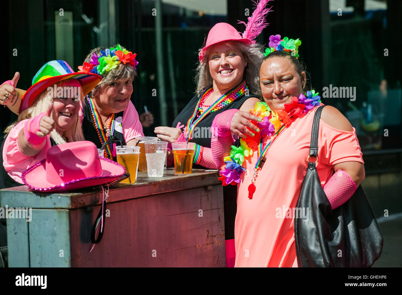 Leeds Gay Pride 2016, LGBT 10th anniversary a celebration of life,love,colour,tolerance,freedom and understanding. Stock Photo