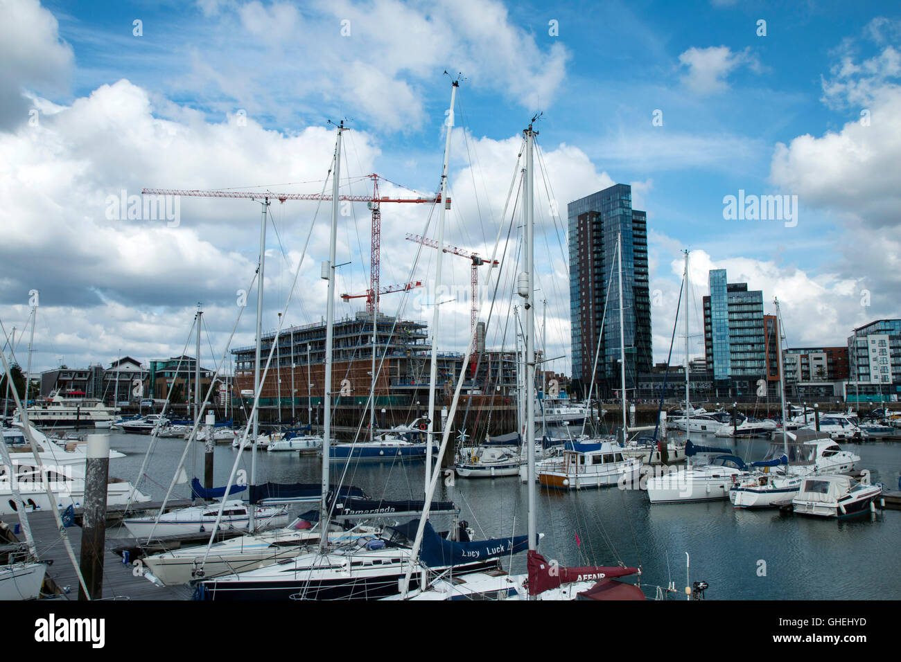 Ocean Village, Southampton. Marina with construction works in the ...
