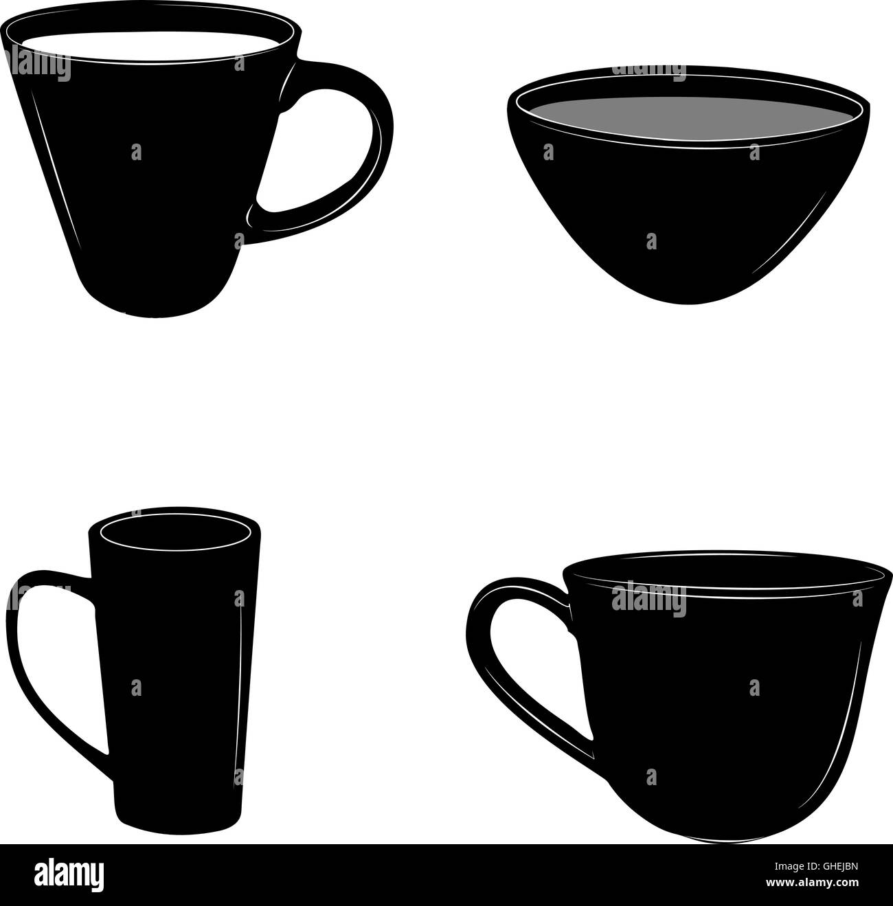 Set of tea and coffee cups designs vector illustration Stock Vector