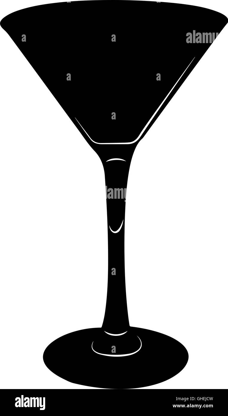 Stylized silhouette of Martini glass illustration in black and white