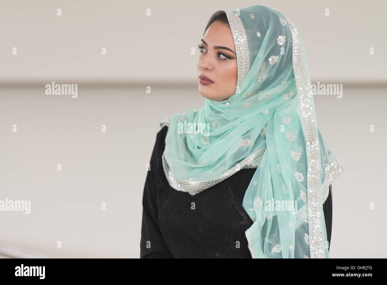 Portrait Of A Beautiful Arabian Woman Wearing Hijab Stock Photo