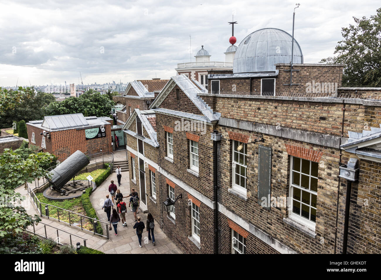 Royal Observatory Greenwich with Prime Meridian of the World and Greenwich Mean Time (GMT). Stock Photo