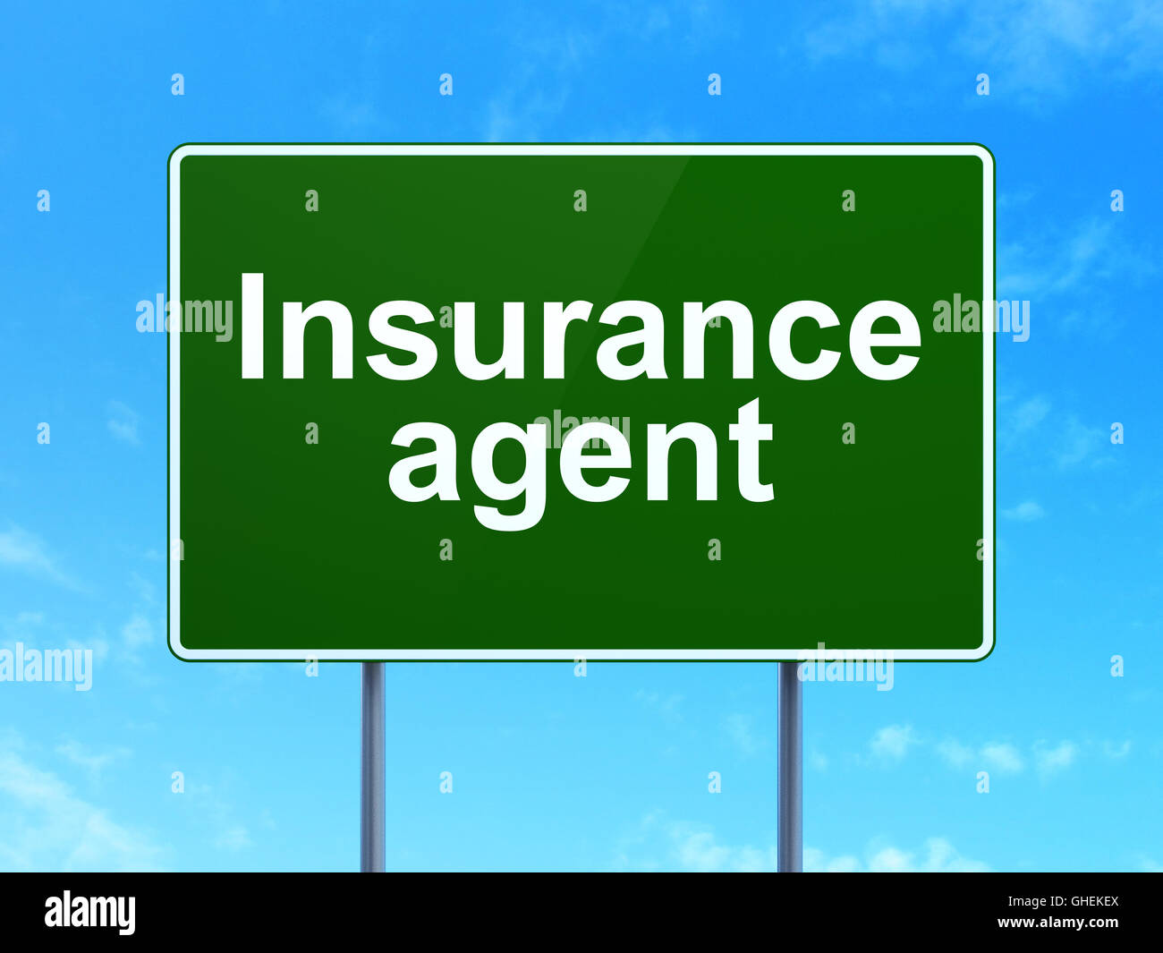 Insurance concept: Insurance Agent on road sign background Stock Photo ...