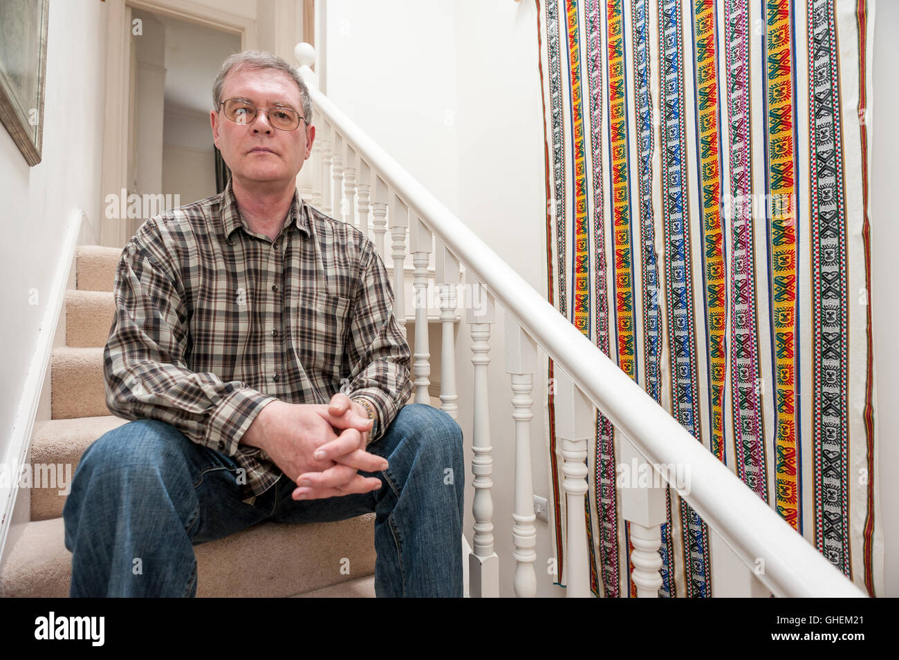 Novelist C.J. Sansom at home in Brighton Stock Photo Alamy