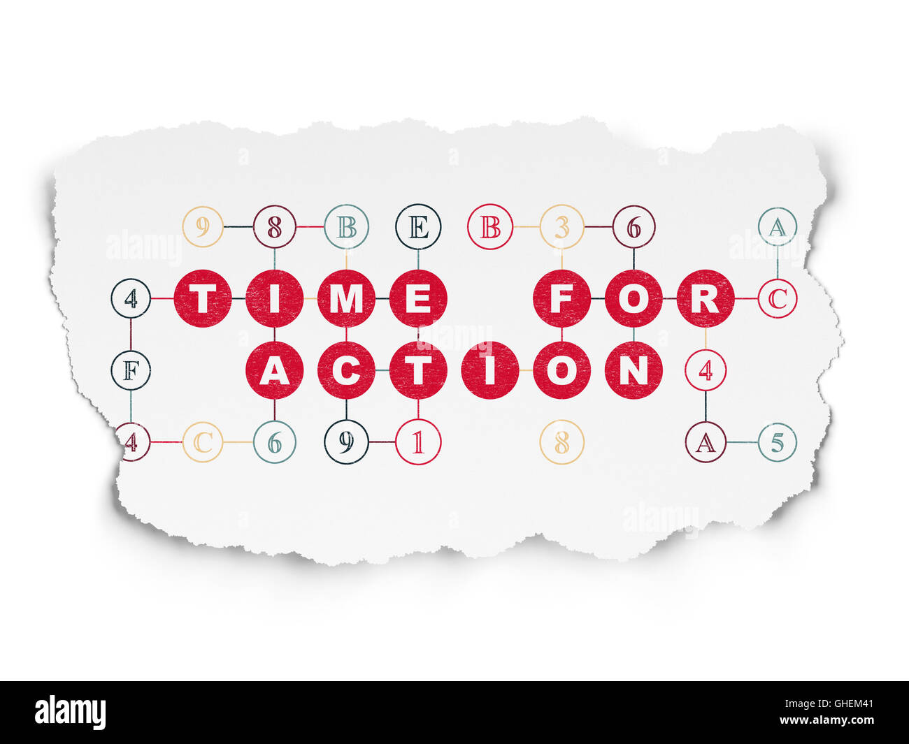 Action Time Frame Timeline concept: Time for Action on Torn Paper background Stock Photo ...