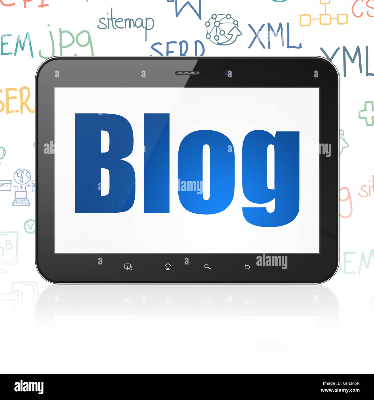 Web design concept: Tablet Computer with Blog on display Stock Photo ...