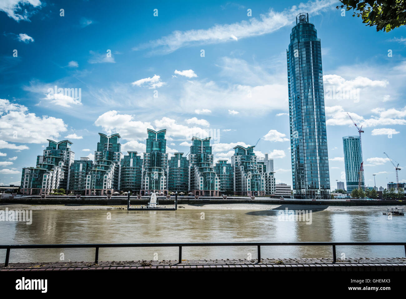 St George Wharf Tower, aka Vauxhall Tower, St George Wharf development, Nine Elms, Vauxhall, London, England, UK Stock Photo