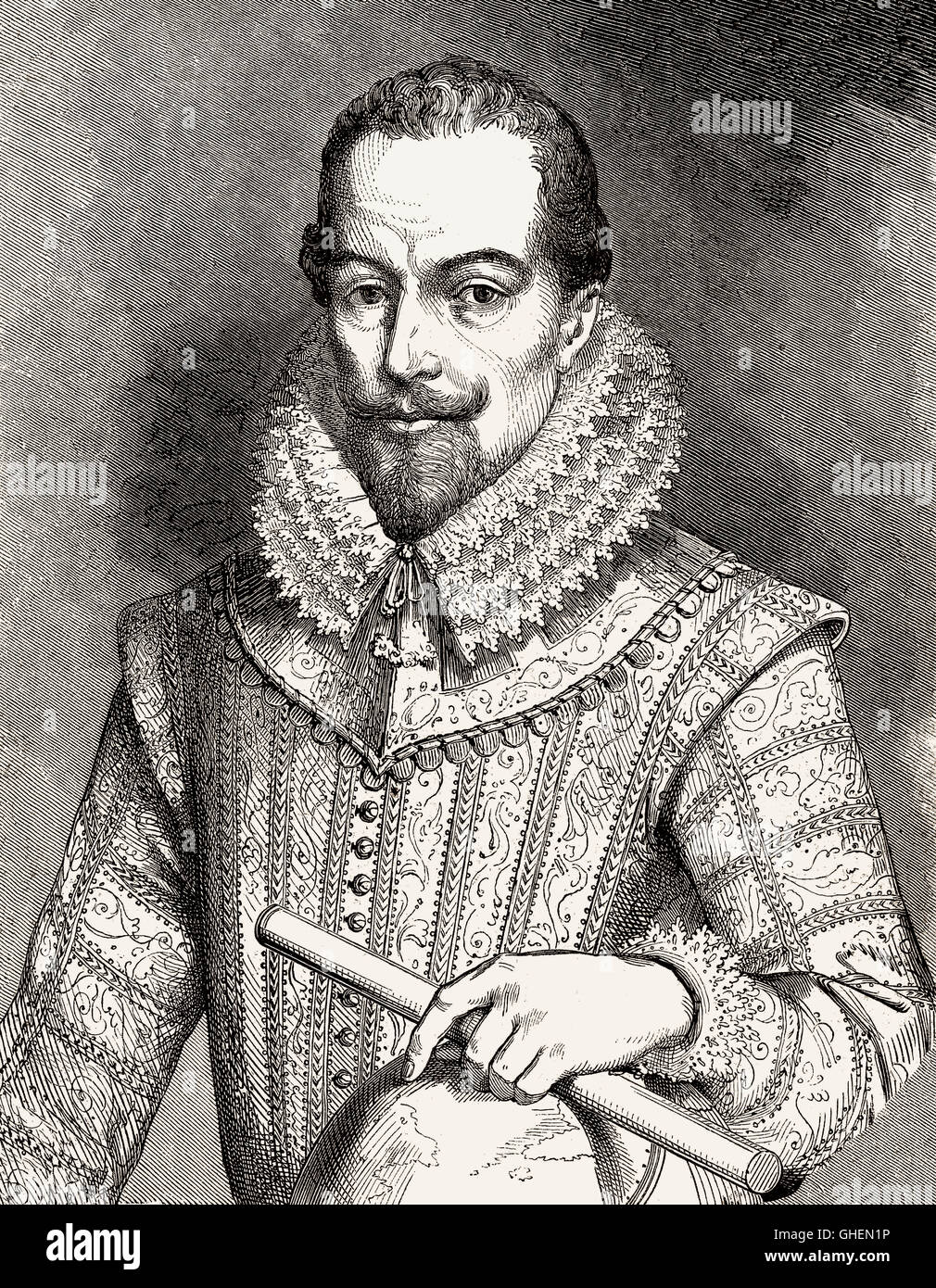Sir Walter Raleigh, 1554 - 1618, an English aristocrat, writer, poet and explorer Stock Photo