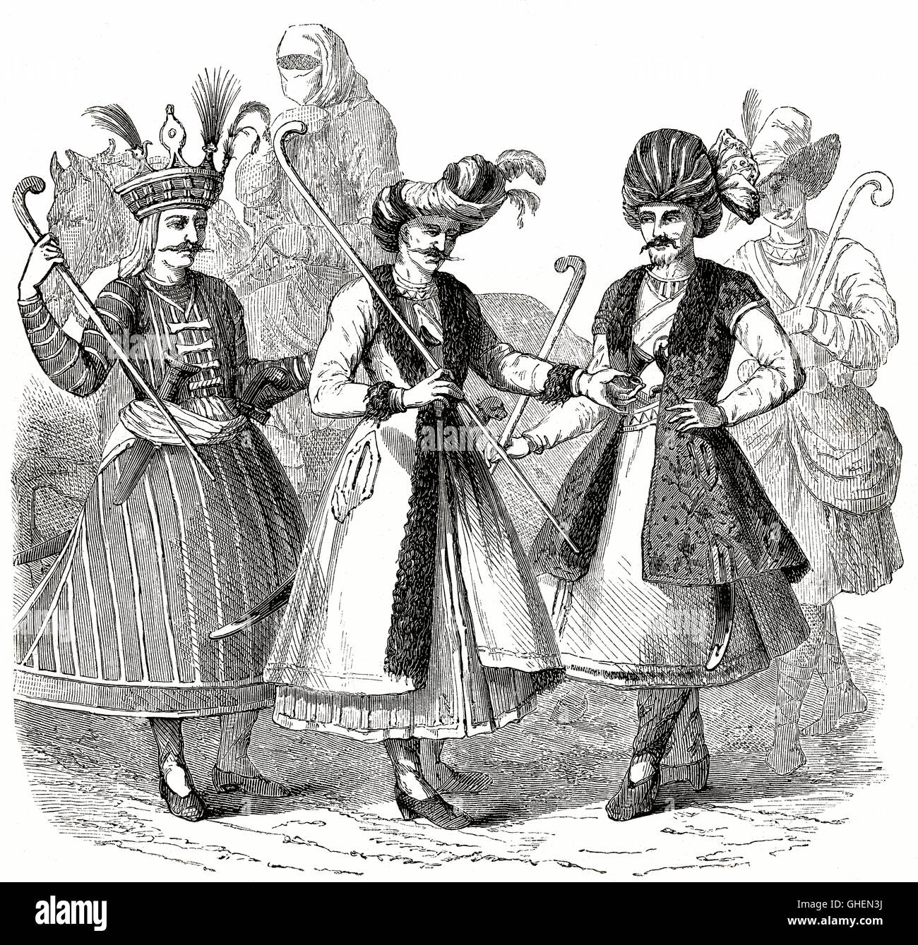 Persian costumes,  17th century Stock Photo