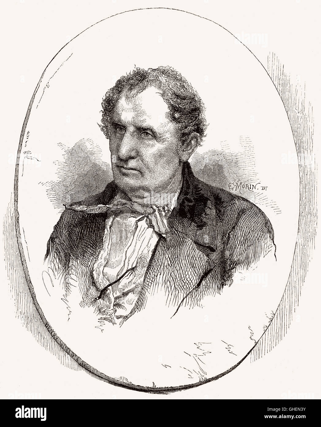 James Fenimore Cooper, 1789 - 1851, an American writer of romance, author of The Leatherstocking Tales Stock Photo