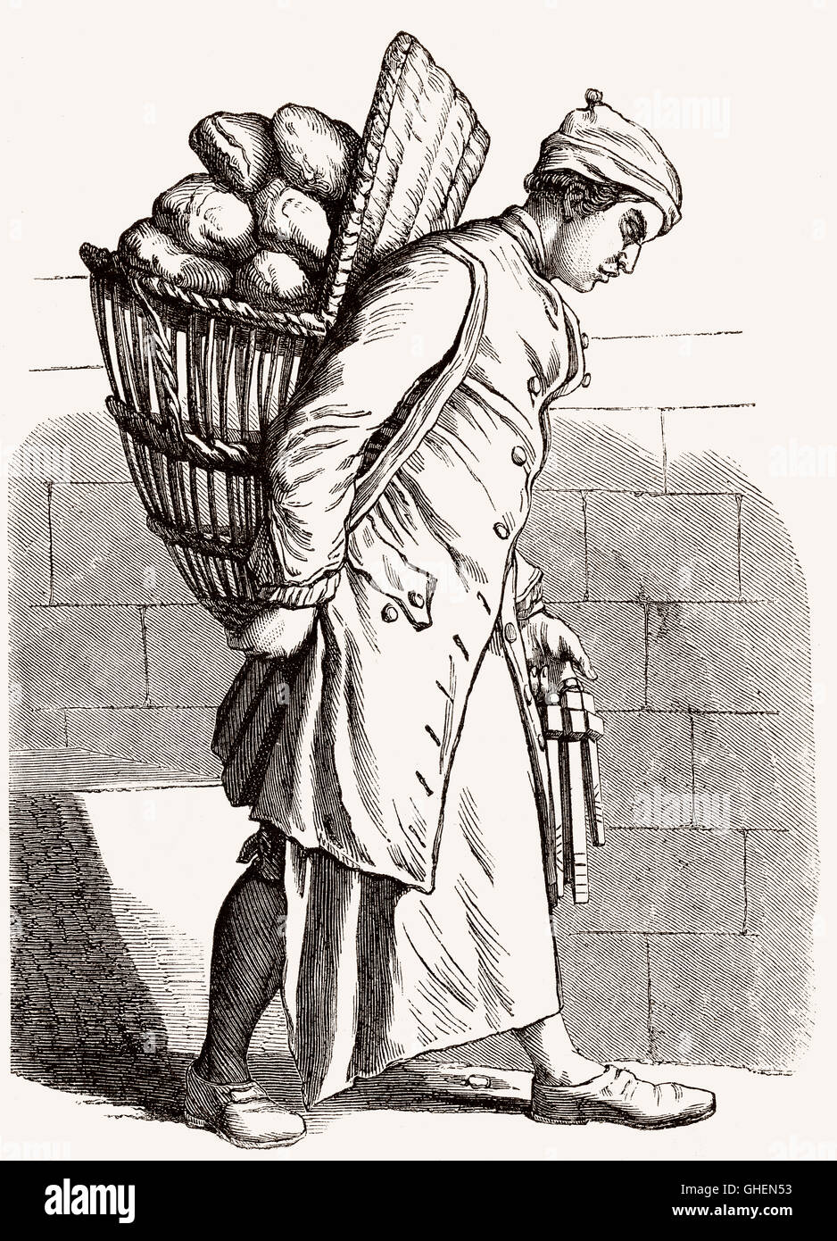 A baker in the 18th century Stock Photo