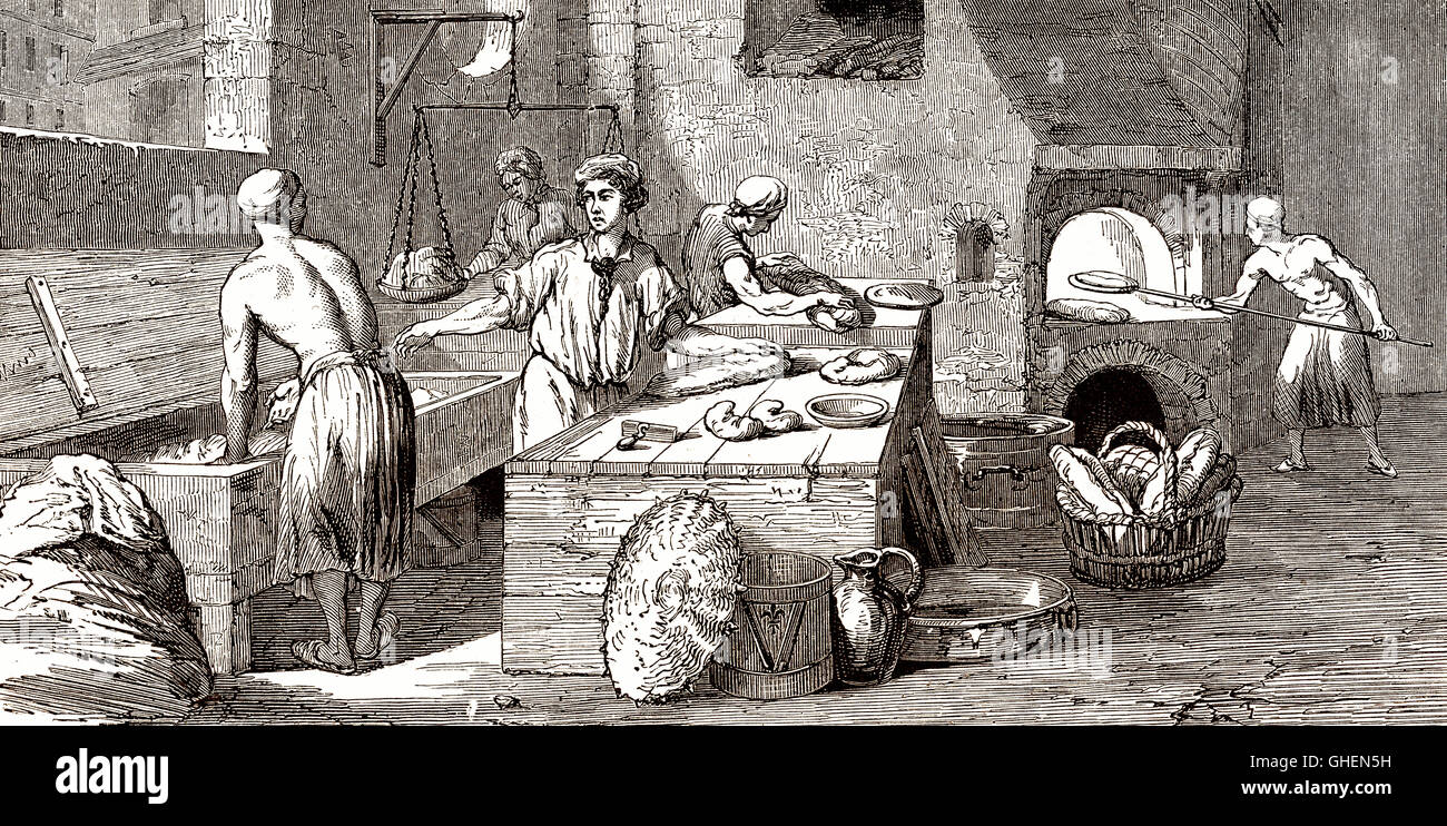 A bakery in the 18th century Stock Photo
