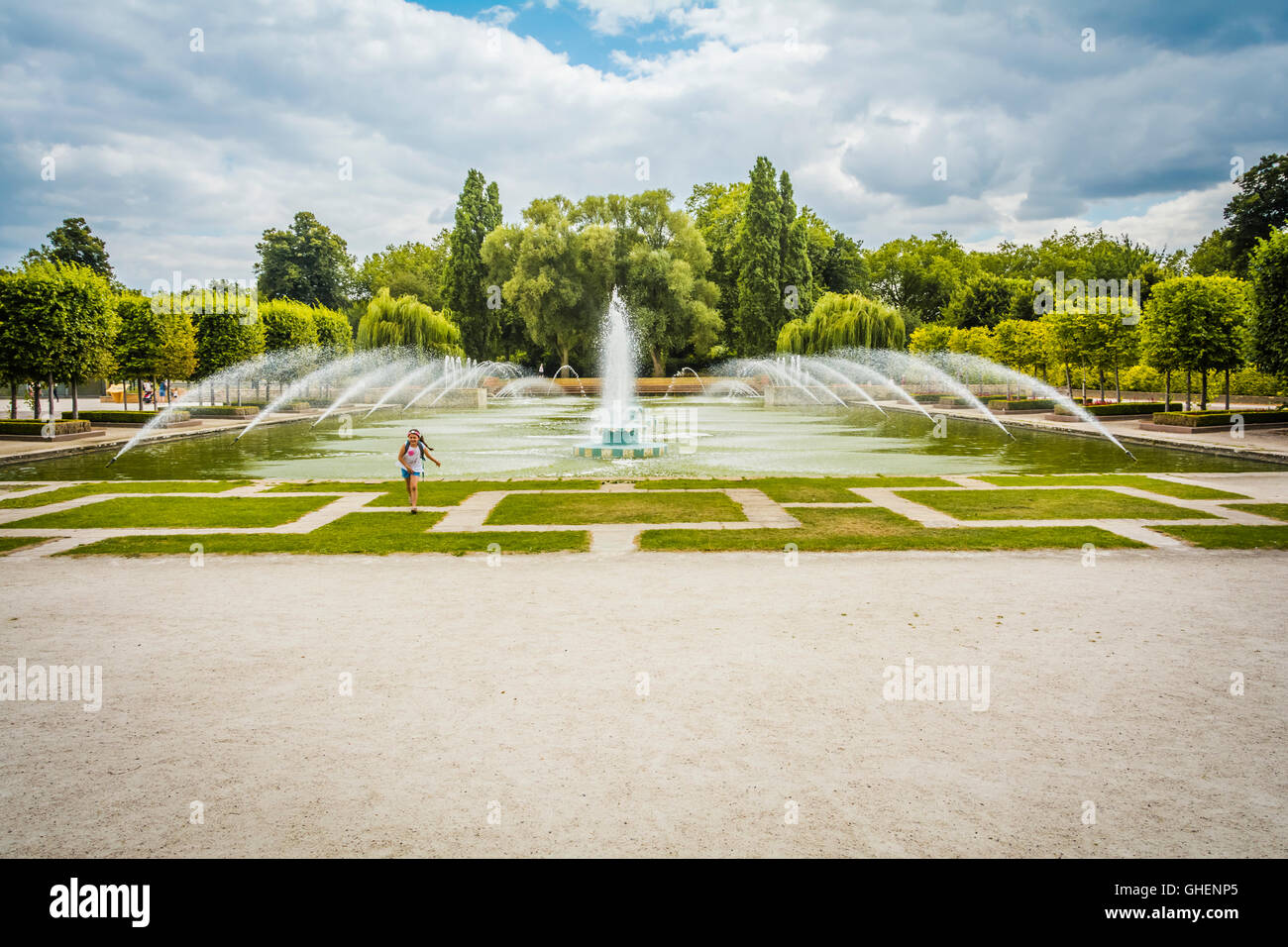 The Fountain Lake on the Grand Vista in Battersea Park, London, U.K. Stock Photo