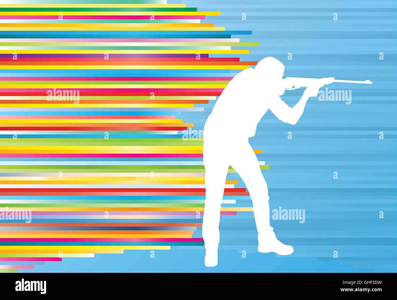Man shooting with a long rifle hunter sport vector abstract background ...