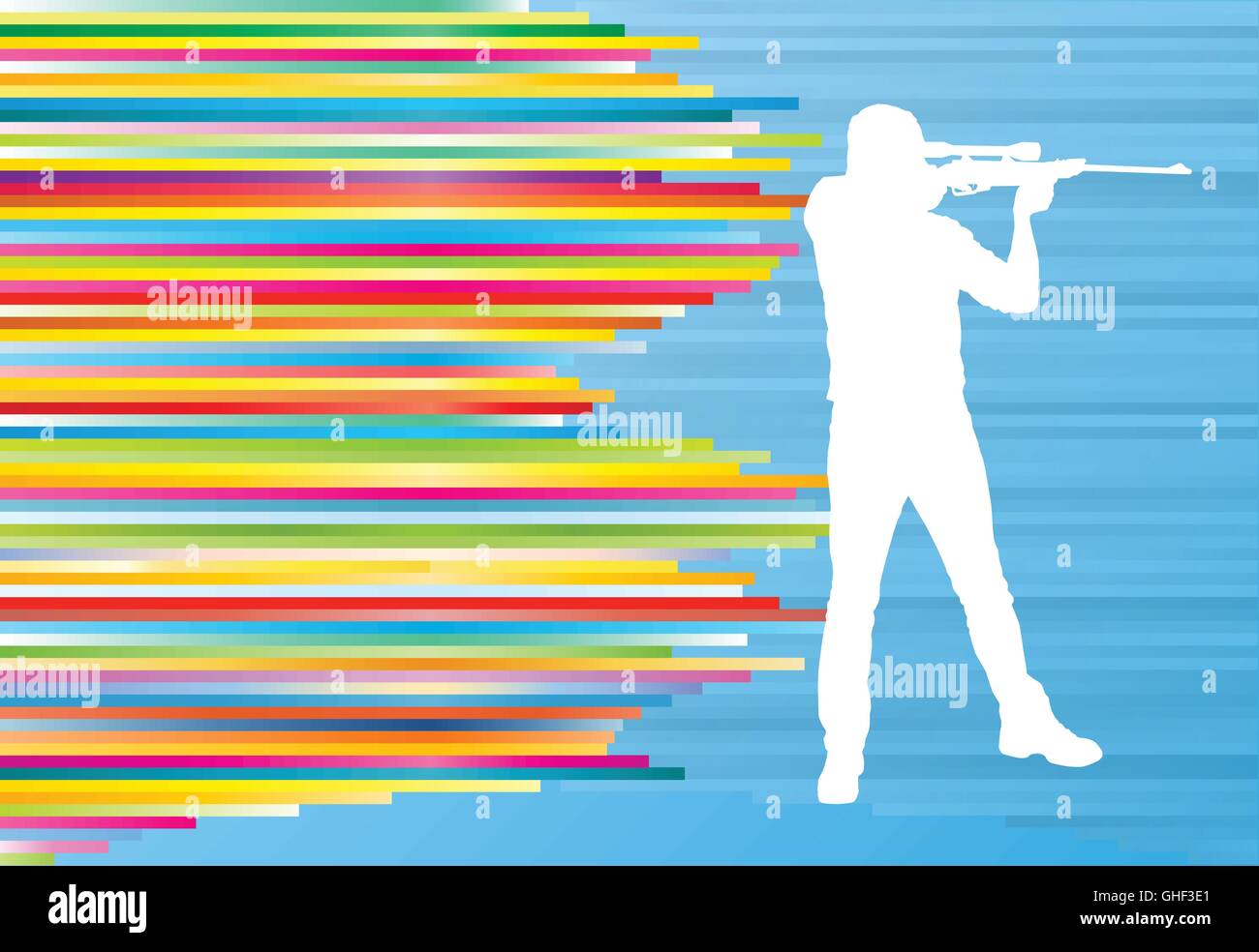 Man shooting with a long rifle hunter sport vector abstract background ...