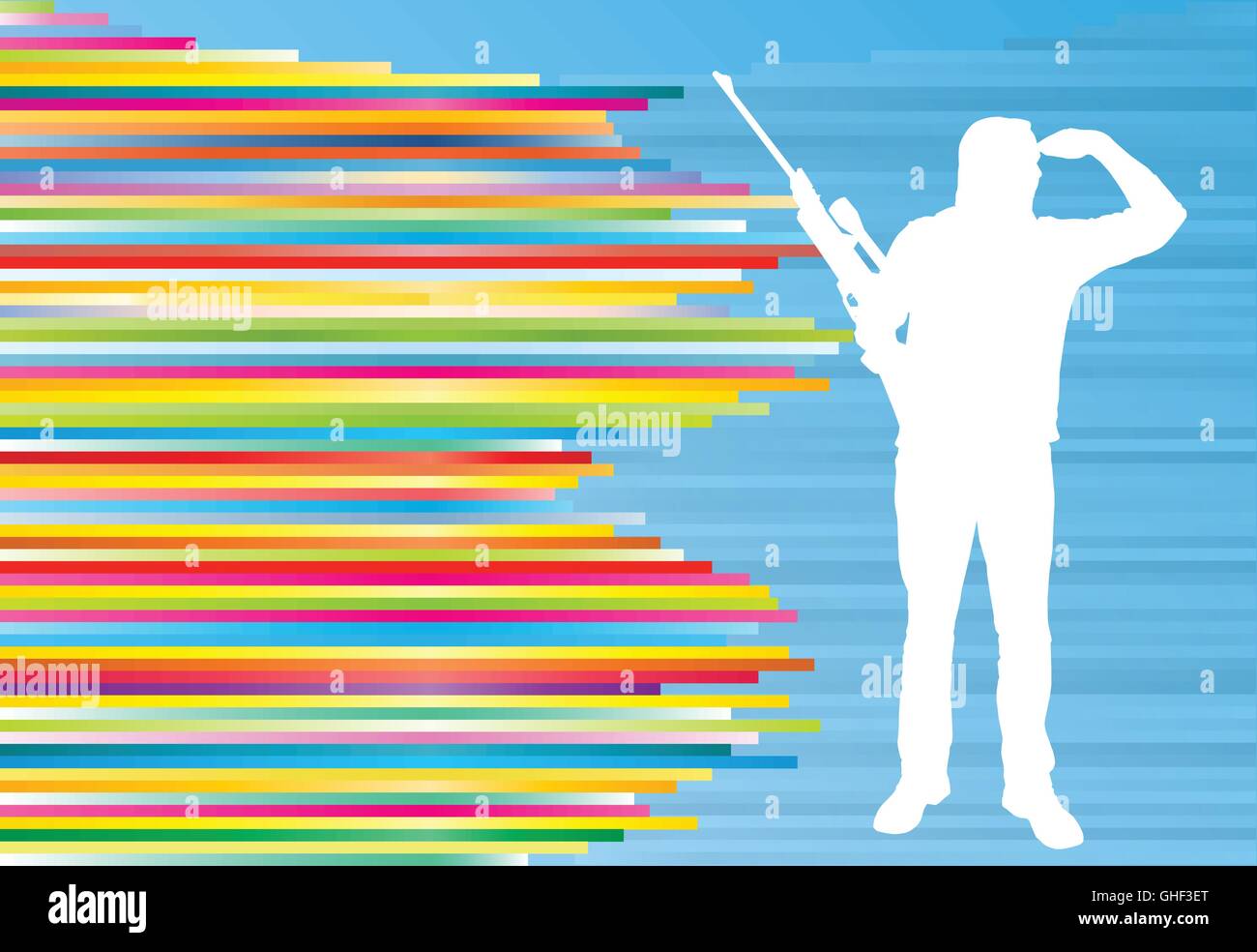 Man shooting with a long rifle hunter sport vector abstract background ...
